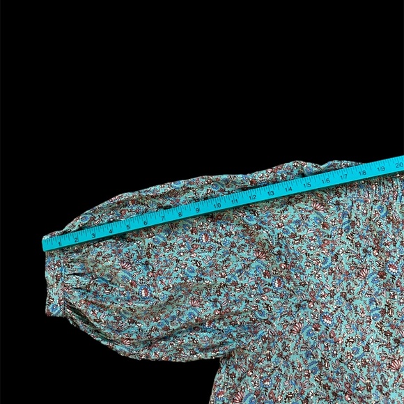 Fat Face Sage Green Prairie Floral Buttoned Long 3/4 Sleeve Blouse Top - Picture 4 of 9